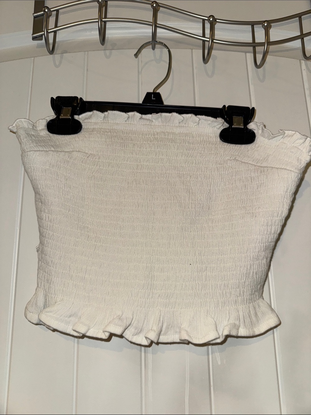Women’s Hollister Size S White Smocked Tube Top with Ruffle Edge Great Cond